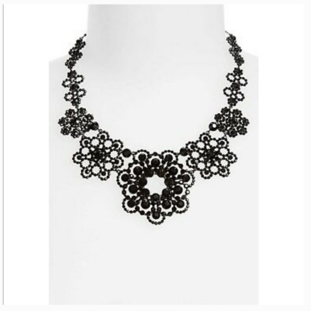Kate Spade Black Crystal Lace Necklace Nwt